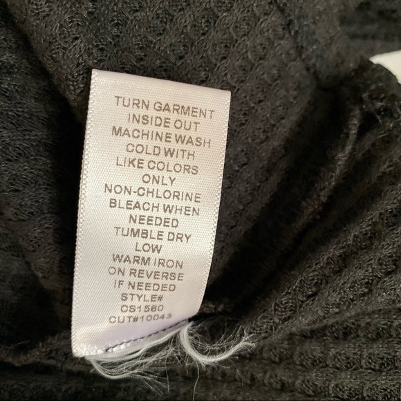 Curvy Sense Black Top Waffle Knit Button Down Tie Waist Long Sleeves Size 3X NEW - Picture 10 of 10